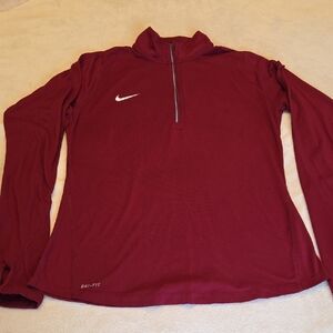 VGUC Women's Nike Burgundy Dri-FIT Half-Zip Top. Size M